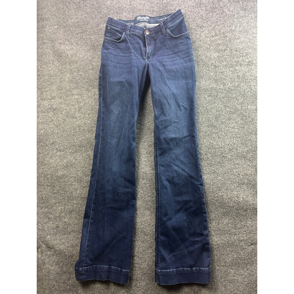 Wrangler Willow Riding Jeans Womens 28x38 Blue Bootcut Dark Wash Denim